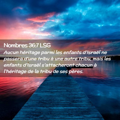 Picture 02 - Nombres 36:7 LSG - Aucun héritage parmi les enfants d'Israël ne - Bible Verse Picture