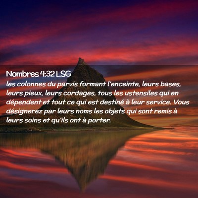 Picture 02 - Nombres 4:32 LSG - les colonnes du parvis formant l'enceinte, leurs - Bible Verse Picture