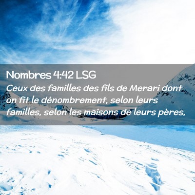 Picture 02 - Nombres 4:42 LSG - Ceux des familles des fils de Merari dont on fit - Bible Verse Picture