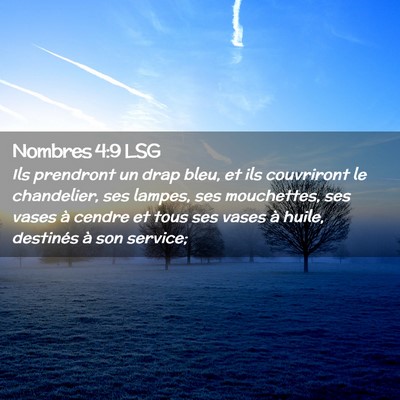 Picture 02 - Nombres 4:9 LSG - Ils prendront un drap bleu, et ils couvriront le - Bible Verse Picture