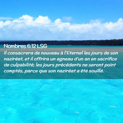 Picture 02 - Nombres 6:12 LSG - Il consacrera de nouveau à l'Eternel les jours - Bible Verse Picture