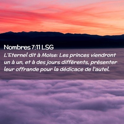 Picture 02 - Nombres 7:11 LSG - L'Eternel dit à Moïse: Les princes viendront un - Bible Verse Picture