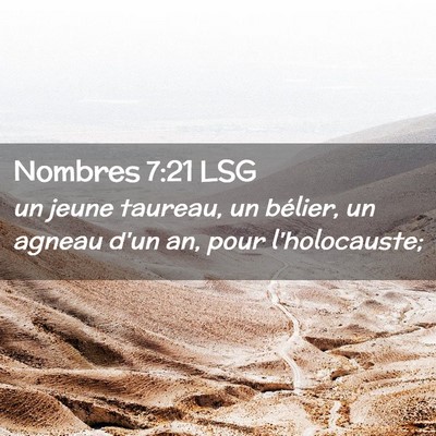 Picture 02 - Nombres 7:21 LSG - un jeune taureau, un bélier, un agneau d'un an, - Bible Verse Picture