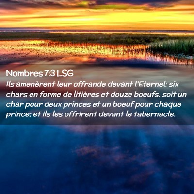 Picture 02 - Nombres 7:3 LSG - Ils amenèrent leur offrande devant l'Eternel: - Bible Verse Picture