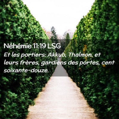Picture 02 - Néhémie 11:19 LSG - Et les portiers: Akkub, Thalmon, et leurs - Bible Verse Picture