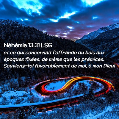 Picture 02 - Néhémie 13:31 LSG - et ce qui concernait l'offrande du bois aux - Bible Verse Picture