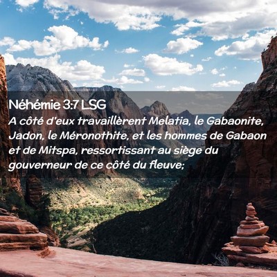 Picture 02 - Néhémie 3:7 LSG - A côté d'eux travaillèrent Melatia, le - Bible Verse Picture