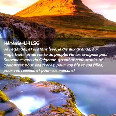 Picture 02 - Néhémie 4:14 LSG - Je regardai, et m'étant levé, je dis aux - Bible Verse Picture