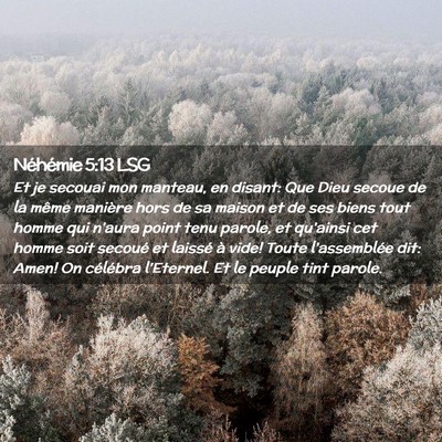 Picture 02 - Néhémie 5:13 LSG - Et je secouai mon manteau, en disant: Que Dieu - Bible Verse Picture