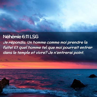 Picture 02 - Néhémie 6:11 LSG - Je répondis: Un homme comme moi prendre la - Bible Verse Picture