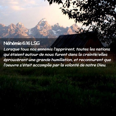 Picture 02 - Néhémie 6:16 LSG - Lorsque tous nos ennemis l'apprirent, toutes les - Bible Verse Picture