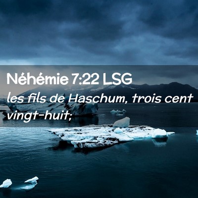 Picture 02 - Néhémie 7:22 LSG - les fils de Haschum, trois cent - Bible Verse Picture