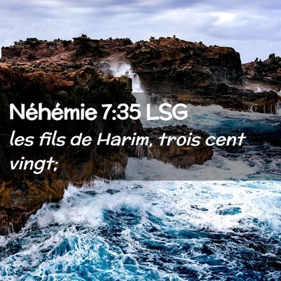 Picture 02 - Néhémie 7:35 LSG - les fils de Harim, trois cent - Bible Verse Picture