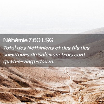 Picture 02 - Néhémie 7:60 LSG - Total des Néthiniens et des fils des serviteurs - Bible Verse Picture