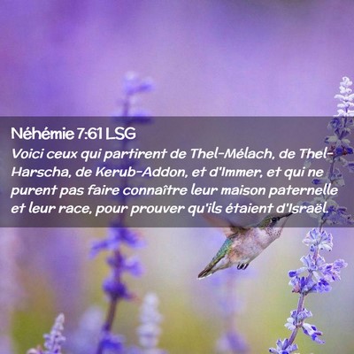 Picture 02 - Néhémie 7:61 LSG - Voici ceux qui partirent de Thel-Mélach, de - Bible Verse Picture
