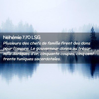 Picture 02 - Néhémie 7:70 LSG - Plusieurs des chefs de famille firent des dons - Bible Verse Picture