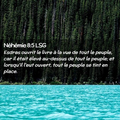 Picture 02 - Néhémie 8:5 LSG - Esdras ouvrit le livre à la vue de tout le - Bible Verse Picture