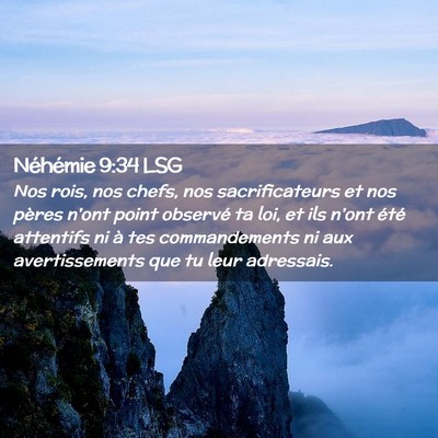 Picture 02 - Néhémie 9:34 LSG - Nos rois, nos chefs, nos sacrificateurs et nos - Bible Verse Picture