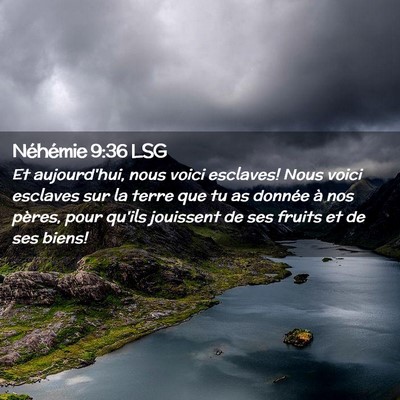 Picture 02 - Néhémie 9:36 LSG - Et aujourd'hui, nous voici esclaves! Nous voici - Bible Verse Picture