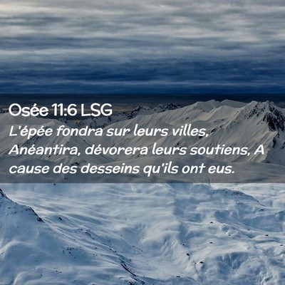 Picture 02 - Osée 11:6 LSG - L'épée fondra sur leurs villes, Anéantira, - Bible Verse Picture