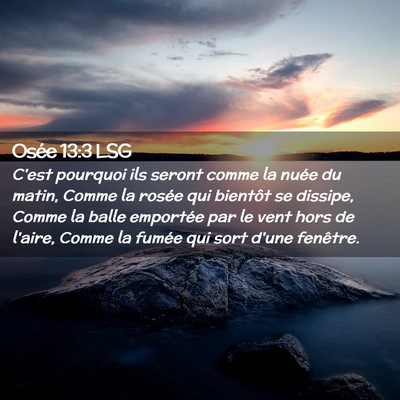 Picture 02 - Osée 13:3 LSG - C'est pourquoi ils seront comme la nuée du - Bible Verse Picture