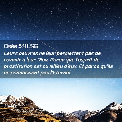 Picture 02 - Osée 5:4 LSG - Leurs oeuvres ne leur permettent pas de revenir - Bible Verse Picture