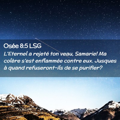 Picture 02 - Osée 8:5 LSG - L'Eternel a rejeté ton veau, Samarie! Ma colère - Bible Verse Picture