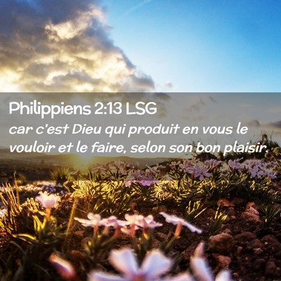 Picture 02 - Philippiens 2:13 LSG - car c'est Dieu qui produit en vous le vouloir et - Bible Verse Picture
