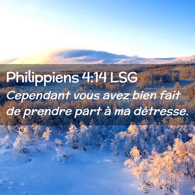 Picture 02 - Philippiens 4:14 LSG - Cependant vous avez bien fait de prendre part à - Bible Verse Picture