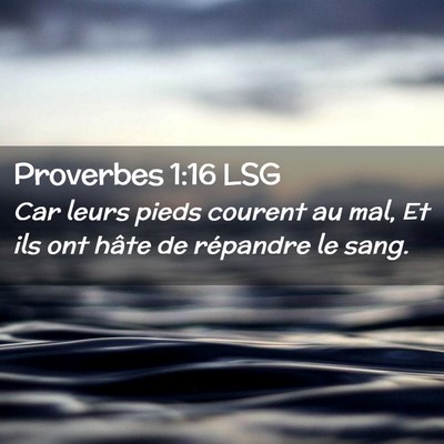 Picture 02 - Proverbes 1:16 LSG - Car leurs pieds courent au mal, Et ils ont hâte - Bible Verse Picture