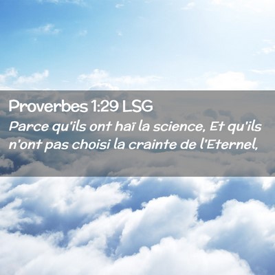 Picture 02 - Proverbes 1:29 LSG - Parce qu'ils ont haï la science, Et qu'ils n'ont - Bible Verse Picture