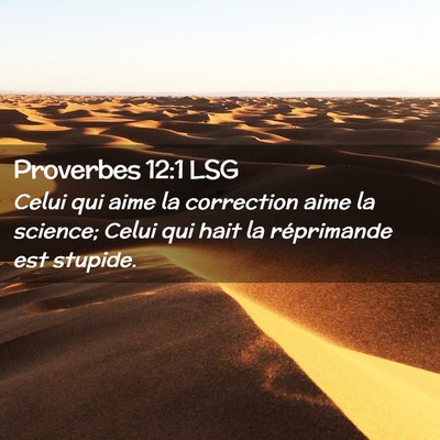 Picture 02 - Proverbes 12:1 LSG - Celui qui aime la correction aime la science; - Bible Verse Picture
