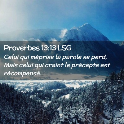 Picture 02 - Proverbes 13:13 LSG - Celui qui méprise la parole se perd, Mais celui - Bible Verse Picture