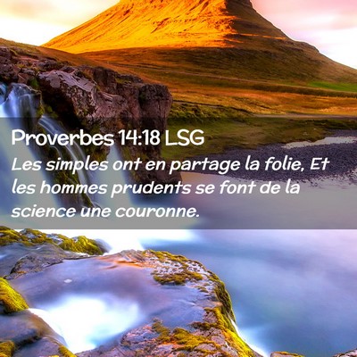 Picture 02 - Proverbes 14:18 LSG - Les simples ont en partage la folie, Et les - Bible Verse Picture