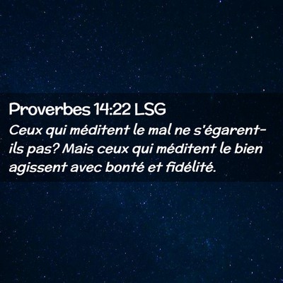 Picture 02 - Proverbes 14:22 LSG - Ceux qui méditent le mal ne s'égarent-ils pas? - Bible Verse Picture