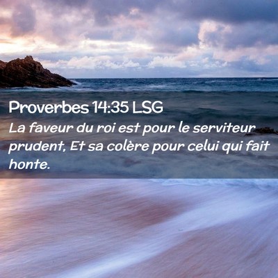 Picture 02 - Proverbes 14:35 LSG - La faveur du roi est pour le serviteur prudent, - Bible Verse Picture