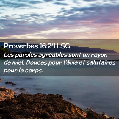 Picture 02 - Proverbes 16:24 LSG - Les paroles agréables sont un rayon de miel, - Bible Verse Picture