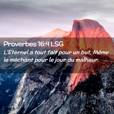 Picture 02 - Proverbes 16:4 LSG - L'Eternel a tout fait pour un but, Même le - Bible Verse Picture
