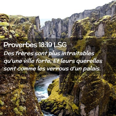 Picture 02 - Proverbes 18:19 LSG - Des frères sont plus intraitables qu'une ville - Bible Verse Picture