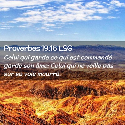 Picture 02 - Proverbes 19:16 LSG - Celui qui garde ce qui est commandé garde son - Bible Verse Picture