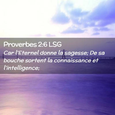 Picture 02 - Proverbes 2:6 LSG - Car l'Eternel donne la sagesse; De sa bouche - Bible Verse Picture