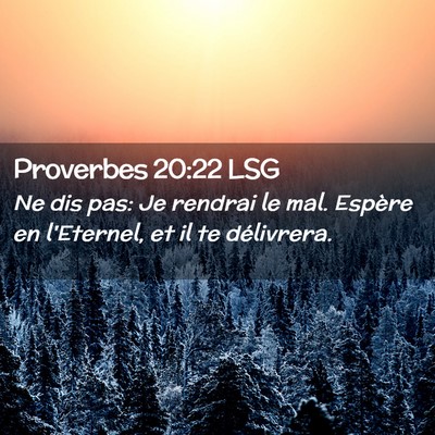 Picture 02 - Proverbes 20:22 LSG - Ne dis pas: Je rendrai le mal. Espère en - Bible Verse Picture