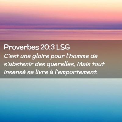 Picture 02 - Proverbes 20:3 LSG - C'est une gloire pour l'homme de s'abstenir des - Bible Verse Picture