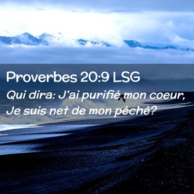 Picture 02 - Proverbes 20:9 LSG - Qui dira: J'ai purifié mon coeur, Je suis net de - Bible Verse Picture