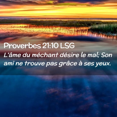 Picture 02 - Proverbes 21:10 LSG - L'âme du méchant désire le mal; Son ami ne - Bible Verse Picture
