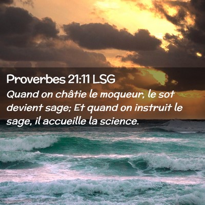 Picture 02 - Proverbes 21:11 LSG - Quand on châtie le moqueur, le sot devient sage; - Bible Verse Picture