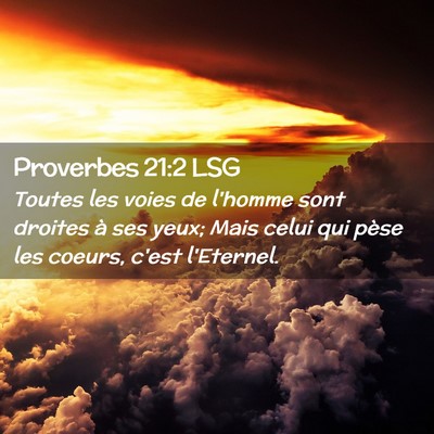 Picture 02 - Proverbes 21:2 LSG - Toutes les voies de l'homme sont droites à ses - Bible Verse Picture