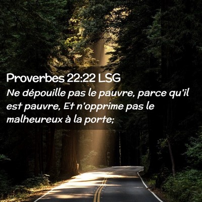 Picture 02 - Proverbes 22:22 LSG - Ne dépouille pas le pauvre, parce qu'il est - Bible Verse Picture