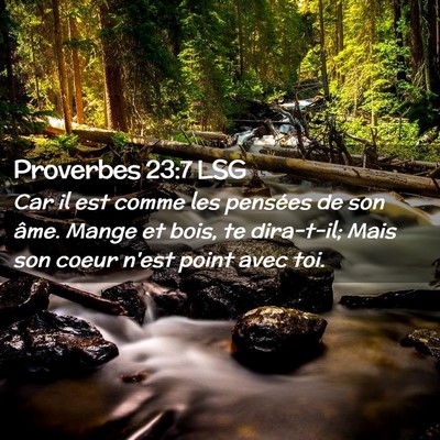 Picture 02 - Proverbes 23:7 LSG - Car il est comme les pensées de son âme. Mange - Bible Verse Picture