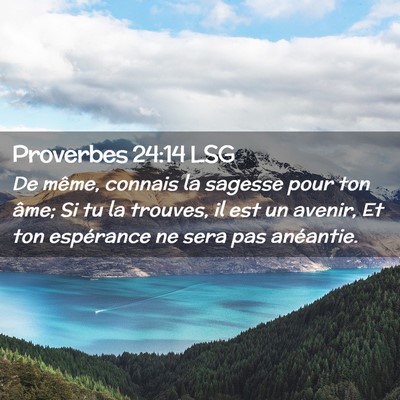 Picture 02 - Proverbes 24:14 LSG - De même, connais la sagesse pour ton âme; Si tu - Bible Verse Picture